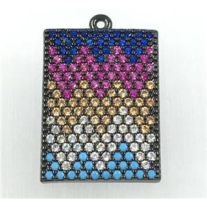 copper rectangle pendant pave zircon, black plated, approx 15-20mm [FDZN1744]