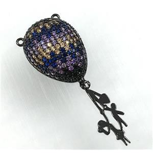 copper pendant pave zircon, black plated, approx 16-20mm, 40mm length [FDZN1754]