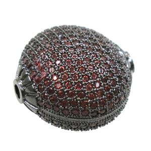 copper bead paved zircon, flat round, black plated, approx 15mm dia [FDZN1769-15MM]