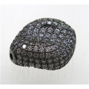 copper twist beads paved zircon, black plated, approx 16-20mm [FDZN1773]