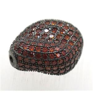 copper bead paved zircon, Twist, black plated, approx 16-20mm [FDZN1777]