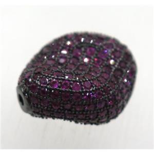 copper bead paved zircon, Twist, black plated, approx 16-20mm [FDZN1779]