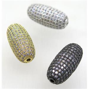 copper Barrel beads paved zircon, mix color, approx 12-27mm [FDZN1785]