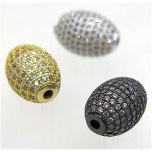 copper Oval beads paved zircon, mix color, approx 12-16mm [FDZN1790-L]