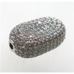 copper beads paved zircon, platinum plated, approx 12-18mm [FDZN1791]