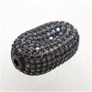 copper beads paved zircon, black plated, approx 12-18mm [FDZN1792]
