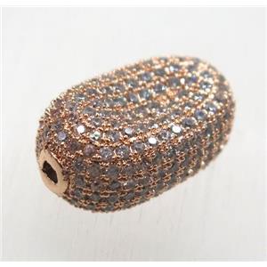 copper beads paved zircon, rose gold, approx 12-18mm [FDZN1793]