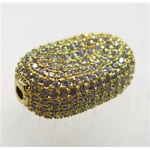 copper beads paved zircon, gold plated, approx 12-18mm [FDZN1794]