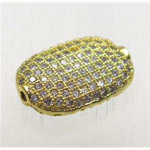 copper beads paved zircon, gold plated, approx 11-16mm [FDZN1801]