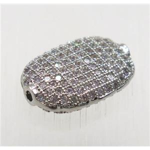copper beads paved zircon, platinum plated, approx 11-16mm [FDZN1802]