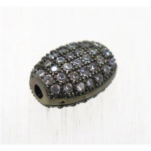 copper oval beads paved zircon, black plated, approx 8-10mm [FDZN1808]