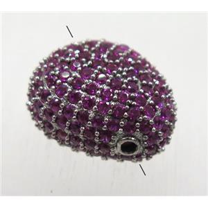copper potato beads paved zircon, platinum plated, approx 14-18mm [FDZN1810]