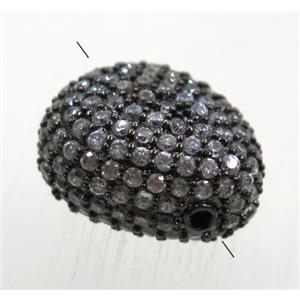 copper potato beads paved zircon, black plated, approx 14-18mm [FDZN1811]