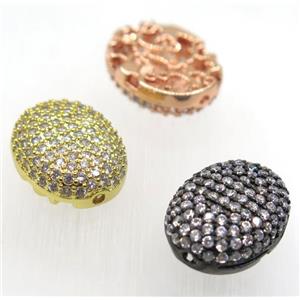 copper oval beads paved zircon, mix color, approx 14-18mm [FDZN1818]
