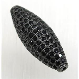 copper oval beads paved zircon, black plated, approx 10-28mm [FDZN1819]