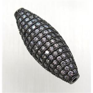 copper rice beads paved zircon, black plated, approx 10-28mm [FDZN1820]