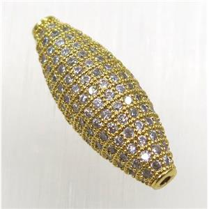 copper rice beads paved zircon, gold plated, approx 10-28mm [FDZN1821]