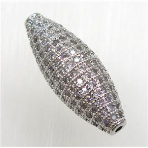 copper rice beads paved zircon, platinum plated, approx 10-28mm [FDZN1822]