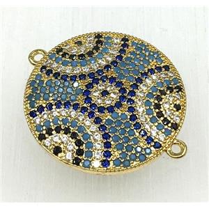 copper circle connector paved zircon, gold plated, approx 22mm dia [FDZN1824]