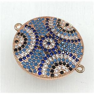 copper circle connector paved zircon, rose gold, approx 22mm dia [FDZN1825]