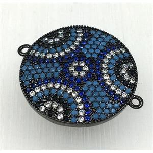 copper circle connector paved zircon, black plated, approx 22mm dia [FDZN1827]