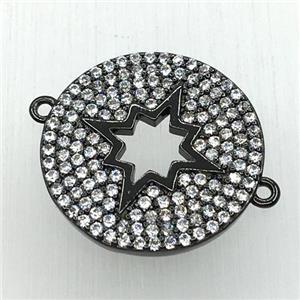 copper button NorthStar connector paved zircon, black plated, approx 18mm dia [FDZN1838]