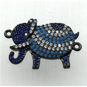 copper elephant connector paved zircon, black plated, approx 15-20mm [FDZN1851]