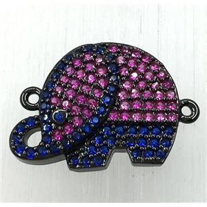 copper elephant connector paved zircon, black plated, approx 15-20mm [FDZN1855]