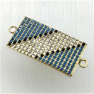 copper connector paved zircon, rectangle, gold plated, approx 11-21mm [FDZN1858]