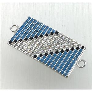 copper connector paved zircon, rectangle, platinum plated, approx 11-21mm [FDZN1859]