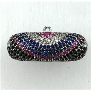 copper pendant paved zircon, platinum plated, approx 9-25mm [FDZN1861]