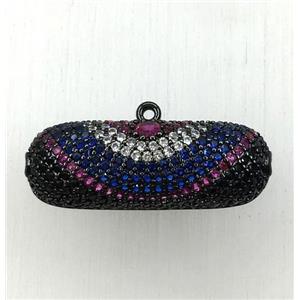 copper pendant paved zircon, black plated, approx 9-25mm [FDZN1864]
