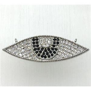 copper pendant paved zircon with 2loops, eye, platinum plated, approx 10-30mm [FDZN1866]