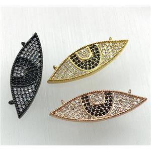 copper pendant paved zircon with 2loops, eye, mix color, approx 10-30mm [FDZN1870]