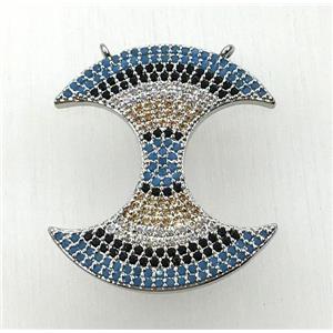 copper pendant paved zircon, platinum plated, approx 26-30mm [FDZN1873]