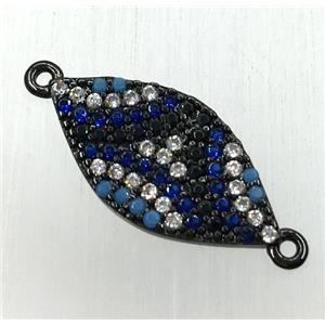 copper oval connector paved zircon, black plated, approx 10-18mm [FDZN1876]