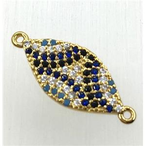 copper oval connector paved zircon, gold plated, approx 10-18mm [FDZN1877]