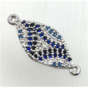copper oval connector paved zircon, platinum plated, approx 10-18mm [FDZN1878]
