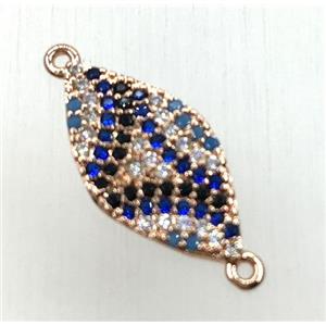copper oval connector paved zircon, rose gold, approx 10-18mm [FDZN1879]