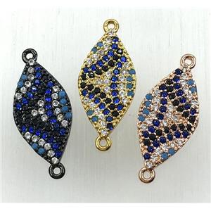 copper oval connector paved zircon, mix color, approx 10-18mm [FDZN1880]
