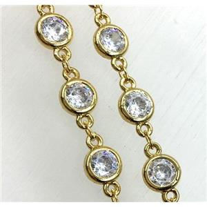 copper chain paved zircon, gold plated, approx 8mm [FDZN1891-8MM]