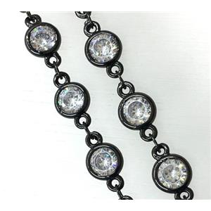 copper chain paved zircon, black plated, approx 8mm [FDZN1892-8MM]
