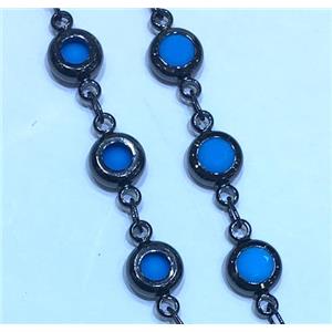 copper chain paved zircon, black plated, approx 8mm dia [FDZN1897-8MM]