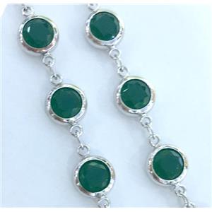 copper chain paved green zircon, platinum plated, approx 6mm dia [FDZN1899-6MM]