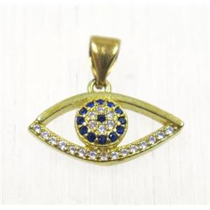 Raw Brass eye pendant paved zircon, approx 8x17mm [FDZN1924]