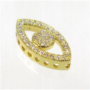 copper eye beads paved zircon, gold plated, approx 8.5x17mm [FDZN1955]