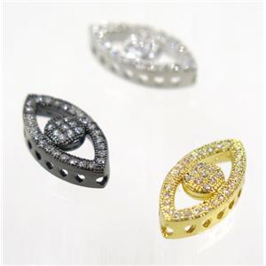 copper eye beads paved zircon, mix color, approx 8.5x17mm [FDZN1957]