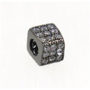 copper cube beads paved zircon, black plated, approx 4x4.5x4.5mm [FDZN1980]