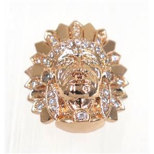 copper header bead paved zircon, rose gold, approx 16x18mm [FDZN1982]