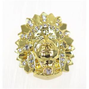 copper header bead paved zircon, gold plated, approx 16x18mm [FDZN1984]